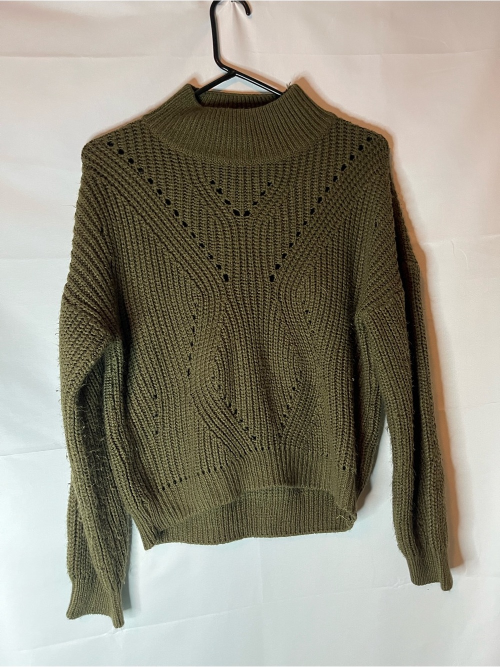 Cozy Olive Knit Mock Neck Sweater